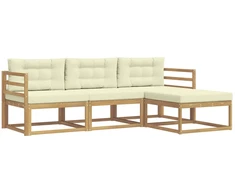 Lauko sofos komplektas 4 pcs Balta ir kreminė Poliesteris