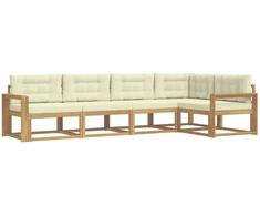 Lauko sofos komplektas 4 pcs Balta ir kreminė Poliesteris
