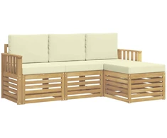 Lauko sofos komplektas 4 pcs Balta ir kreminė