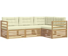 Lauko sofos komplektas 4 pcs Balta ir kreminė