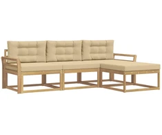 Lauko sofos komplektas 4 pcs Balta ir kreminė Poliesteris