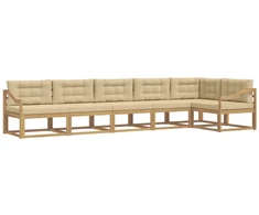 Lauko sofos komplektas 4 pcs Balta ir kreminė Poliesteris