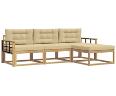Lauko sofos komplektas 4 pcs Balta ir kreminė Poliesteris