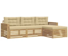 Lauko sofos komplektas 4 pcs Balta ir kreminė