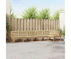 Lauko sofos komplektas 4 pcs Balta ir kreminė Poliesteris
