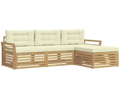 Lauko sofos komplektas 4 pcs Balta ir kreminė