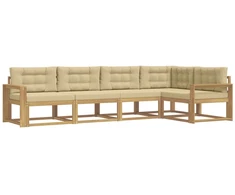Lauko sofos komplektas 4 pcs Balta ir kreminė Poliesteris