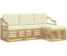 Lauko sofos komplektas 4 pcs Balta ir kreminė