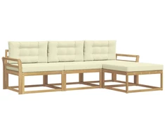 Lauko sofos komplektas 4 pcs Balta ir kreminė Poliesteris