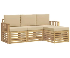 Lauko sofos komplektas 4 pcs Balta ir kreminė