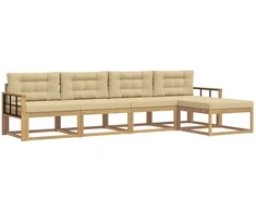 Lauko sofos komplektas 4 pcs Balta ir kreminė Poliesteris