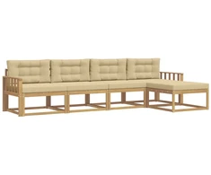 Lauko sofos komplektas 4 pcs Balta ir kreminė Poliesteris