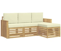 Lauko sofos komplektas 4 pcs Balta ir kreminė