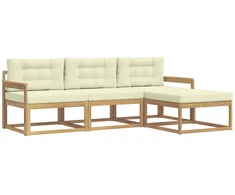 Lauko sofos komplektas 4 pcs Balta ir kreminė Poliesteris
