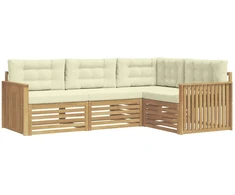 Lauko sofos komplektas 4 pcs Balta ir kreminė