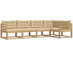 Lauko sofos komplektas 4 pcs Balta ir kreminė Poliesteris