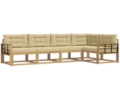 Lauko sofos komplektas 4 pcs Balta ir kreminė Poliesteris