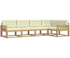 Lauko sofos komplektas 4 pcs Balta ir kreminė Poliesteris