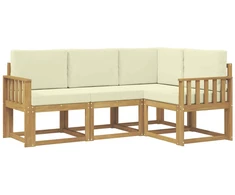 Lauko sofos komplektas 4 pcs Balta ir kreminė