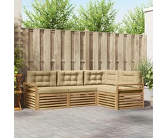 Lauko sofos komplektas 4 pcs Balta ir kreminė