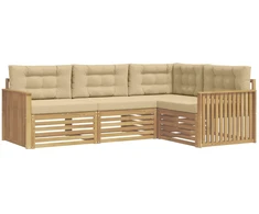 Lauko sofos komplektas 4 pcs Balta ir kreminė