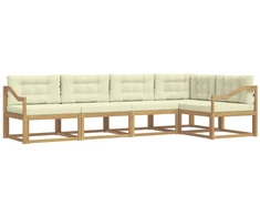 Lauko sofos komplektas 4 pcs Balta ir kreminė Poliesteris