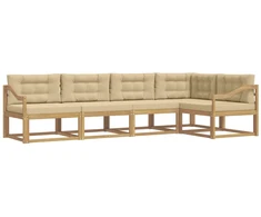 Lauko sofos komplektas 4 pcs Balta ir kreminė Poliesteris