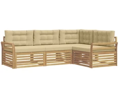 Lauko sofos komplektas 4 pcs Balta ir kreminė