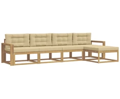 Lauko sofos komplektas 4 pcs Balta ir kreminė Poliesteris