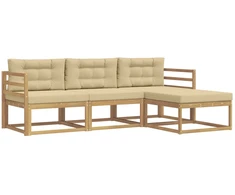 Lauko sofos komplektas 4 pcs Balta ir kreminė Poliesteris