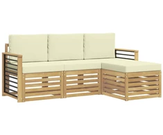 Lauko sofos komplektas 4 pcs Balta ir kreminė