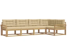 Lauko sofos komplektas 4 pcs Balta ir kreminė Poliesteris