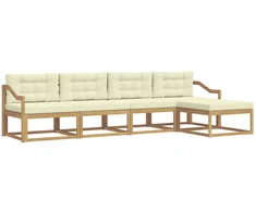 Lauko sofos komplektas 4 pcs Balta ir kreminė Poliesteris