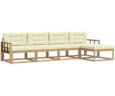 Lauko sofos komplektas 4 pcs Balta ir kreminė Poliesteris