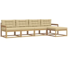 Lauko sofos komplektas 4 pcs Balta ir kreminė Poliesteris