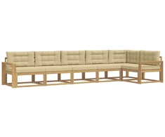 Lauko sofos komplektas 4 pcs Balta ir kreminė Poliesteris