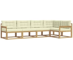 Lauko sofos komplektas 4 pcs Balta ir kreminė Poliesteris