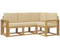 Lauko sofos komplektas 4 pcs Balta ir kreminė