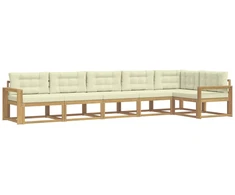 Lauko sofos komplektas 4 pcs Balta ir kreminė Poliesteris