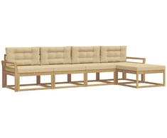Lauko sofos komplektas 4 pcs Balta ir kreminė Poliesteris