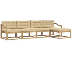 Lauko sofos komplektas 4 pcs Balta ir kreminė Poliesteris