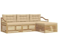 Lauko sofos komplektas 4 pcs Balta ir kreminė Poliesteris