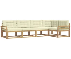 Lauko sofos komplektas 4 pcs Balta ir kreminė Poliesteris