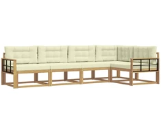 Lauko sofos komplektas 4 pcs Balta ir kreminė Poliesteris