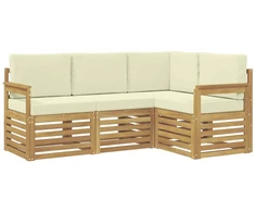 Lauko sofos komplektas 4 pcs Balta ir kreminė
