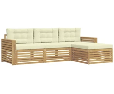 Lauko sofos komplektas 4 pcs Balta ir kreminė