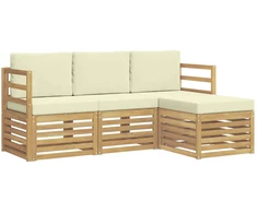 Lauko sofos komplektas 4 pcs Balta ir kreminė