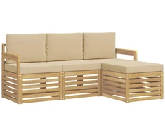Lauko sofos komplektas 4 pcs Balta ir kreminė