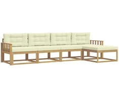 Lauko sofos komplektas 4 pcs Balta ir kreminė Poliesteris
