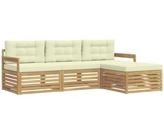 Lauko sofos komplektas 4 pcs Balta ir kreminė Poliesteris